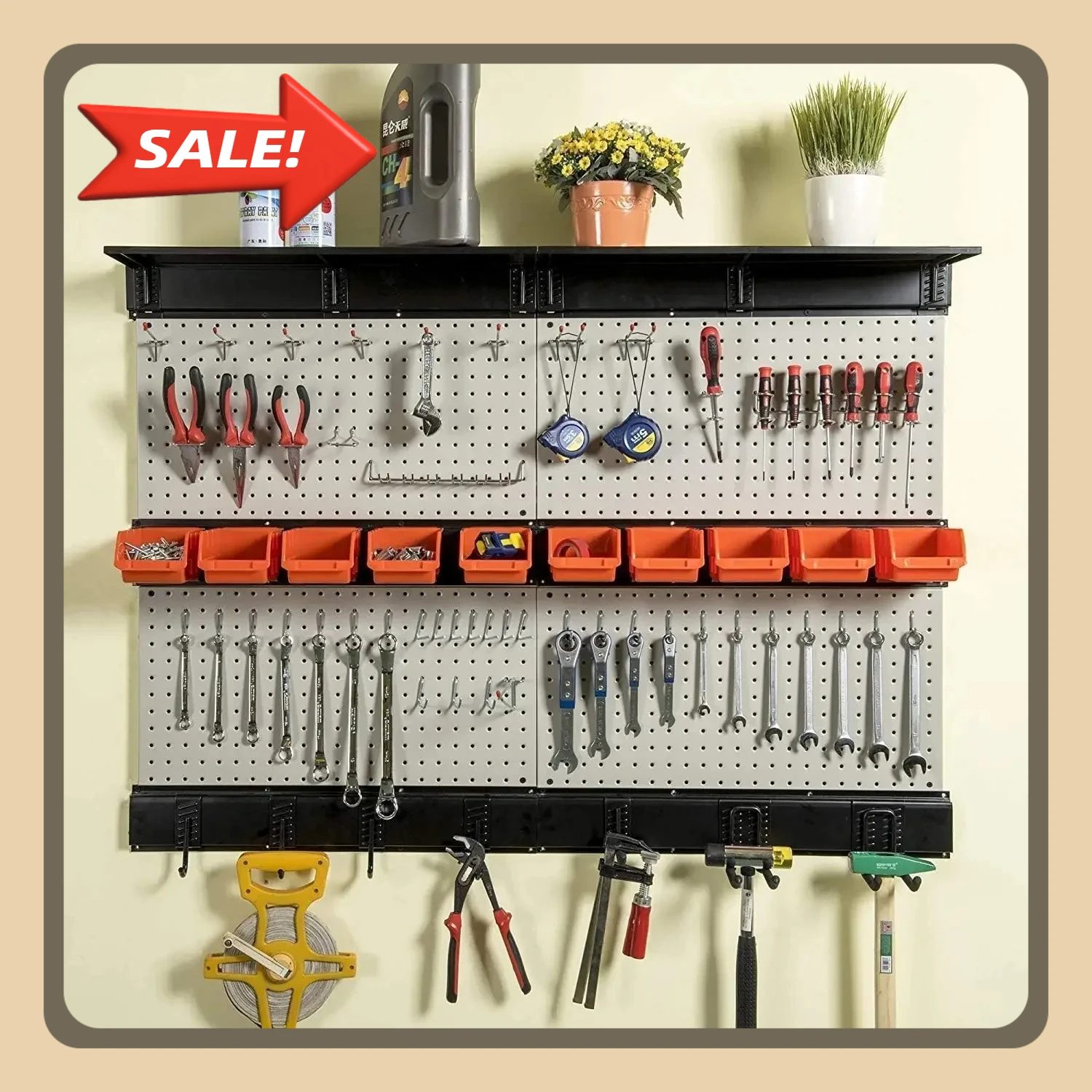 48X 36 inch Garage Storage , 72pcs Pegboard Storage Bins Tool Board Panel Tool Organizer with Hooks kitchen organizer
48X 36 inch Garage Storage , 72pcs Pegboard Storage Bins Tool Board Panel Tool Organizer with Hooks kitchen organizer