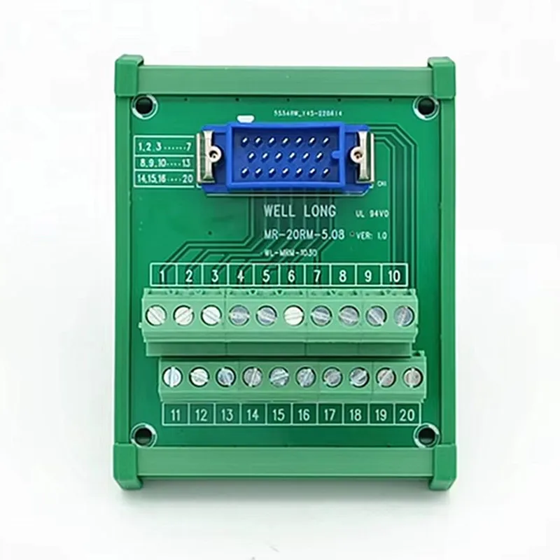 MR-20RMD2+ DIN Rail Mount I/O Terminal Block Interface Module Male Header Breakout Board.
MR-20RMD2+ DIN Rail Mount I/O Terminal Block Interface Module Male Header Breakout Board.