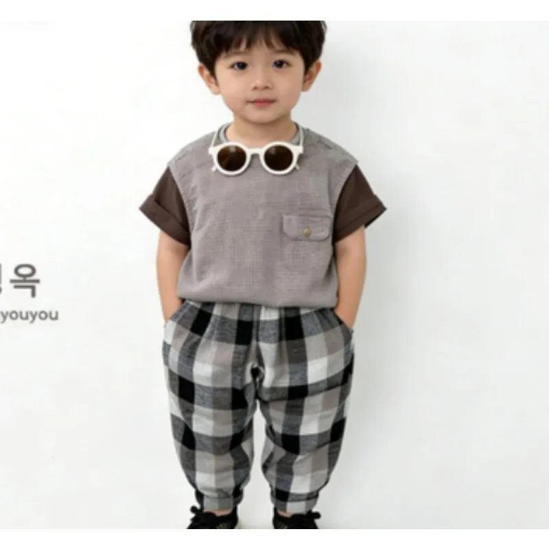 Children's Clothing Set Checkered Pants Boys and Girls Thin Design Vest and T-shirt Children Loose Fitting Harun Pants 3pcs
Children's Clothing Set Checkered Pants Boys and Girls Thin Design Vest and T-shirt Children Loose Fitting Harun Pants 3pcs