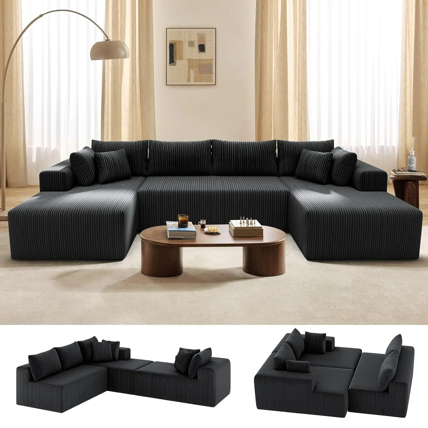 Cloud Couch U-Shaped Sectional Sofa, 134'' Modular Boneless Couches For Living Room, Corduroy Deep Seat Sofa With 2 Chaise Loung
Cloud Couch U-Shaped Sectional Sofa, 134'' Modular Boneless Couches For Living Room, Corduroy Deep Seat Sofa With 2 Chaise Loung