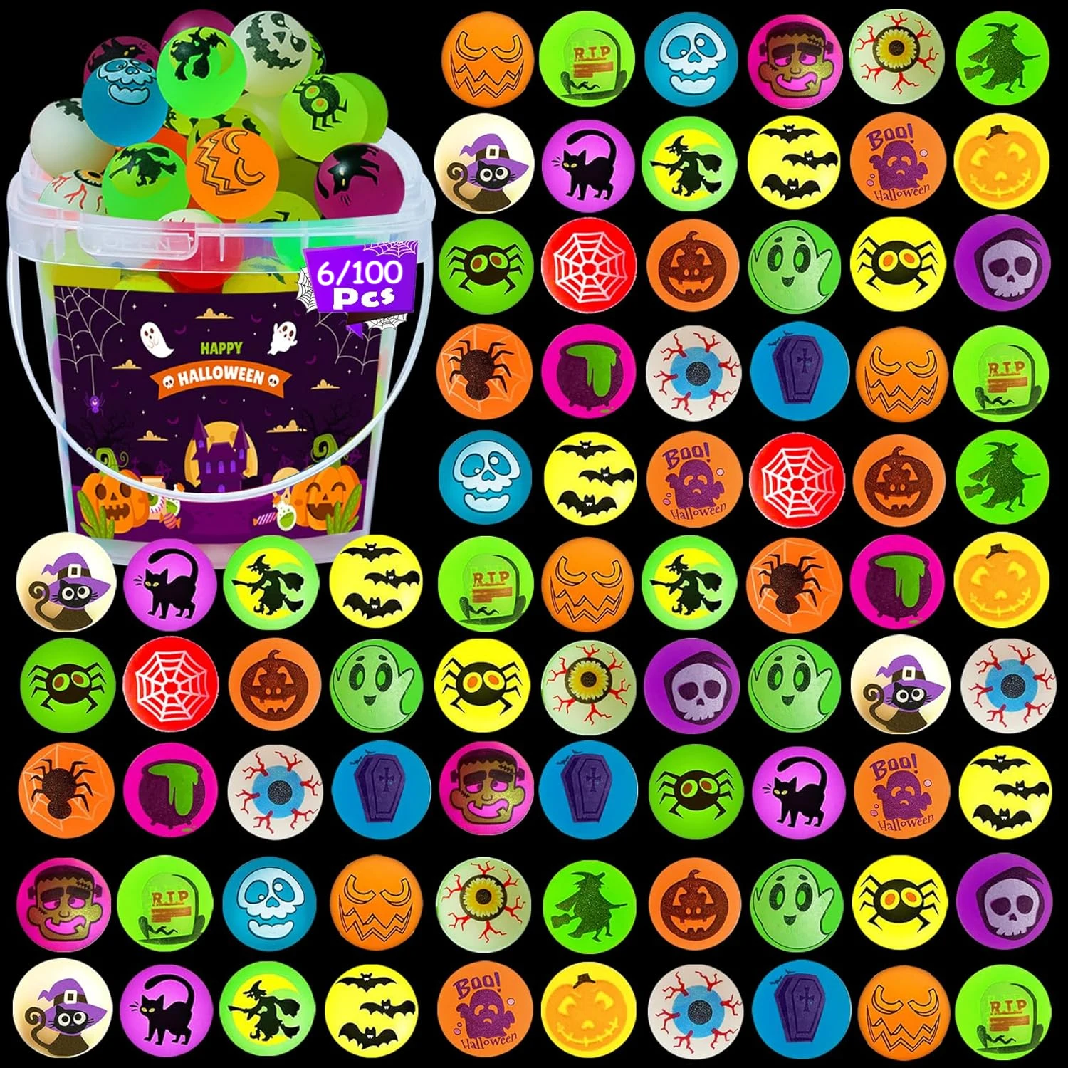 6/100PCS Halloween Bouncy Balls Glow in The Dark Bouncing Balls Eyeballs for Halloween Goodie Bag Fillers Classroom Game Prizes
6/100PCS Halloween Bouncy Balls Glow in The Dark Bouncing Balls Eyeballs for Halloween Goodie Bag Fillers Classroom Game Prizes