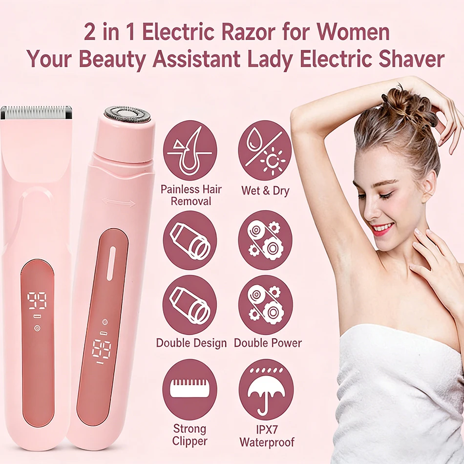 Электрический эпилятор 2-в-1 для женщин с двумя насадками, водонепроницаемый, со съемным моющимся триммером для интимных зон, лица и тела
Электрический эпилятор 2-в-1 для женщин с двумя насадками, водонепроницаемый, со съемным моющимся триммером для интимных зон, лица и тела