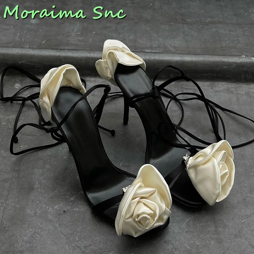 Satin Flower Decor Lace Up Sandals Stiletto High Heel Open Toe Cross Strap Black White Mixed Colors Sexy Women Shoes Summer 2023
Satin Flower Decor Lace Up Sandals Stiletto High Heel Open Toe Cross Strap Black White Mixed Colors Sexy Women Shoes Summer 2023