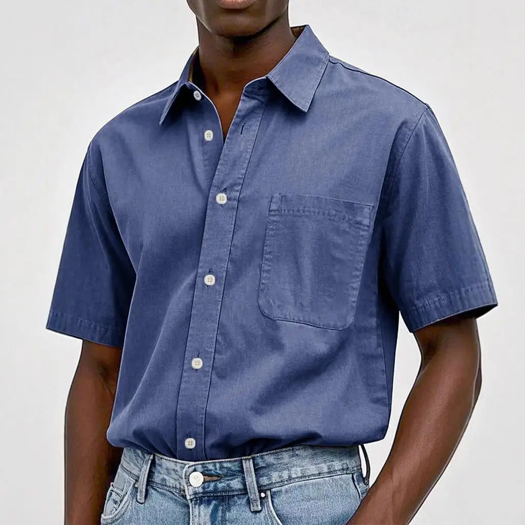 Men's Pocket Top Short Sleeve Washed Cotton Shirt Punk Style Moisture Wicking Pure Color Casual Fashion for Spring
Men's Pocket Top Short Sleeve Washed Cotton Shirt Punk Style Moisture Wicking Pure Color Casual Fashion for Spring