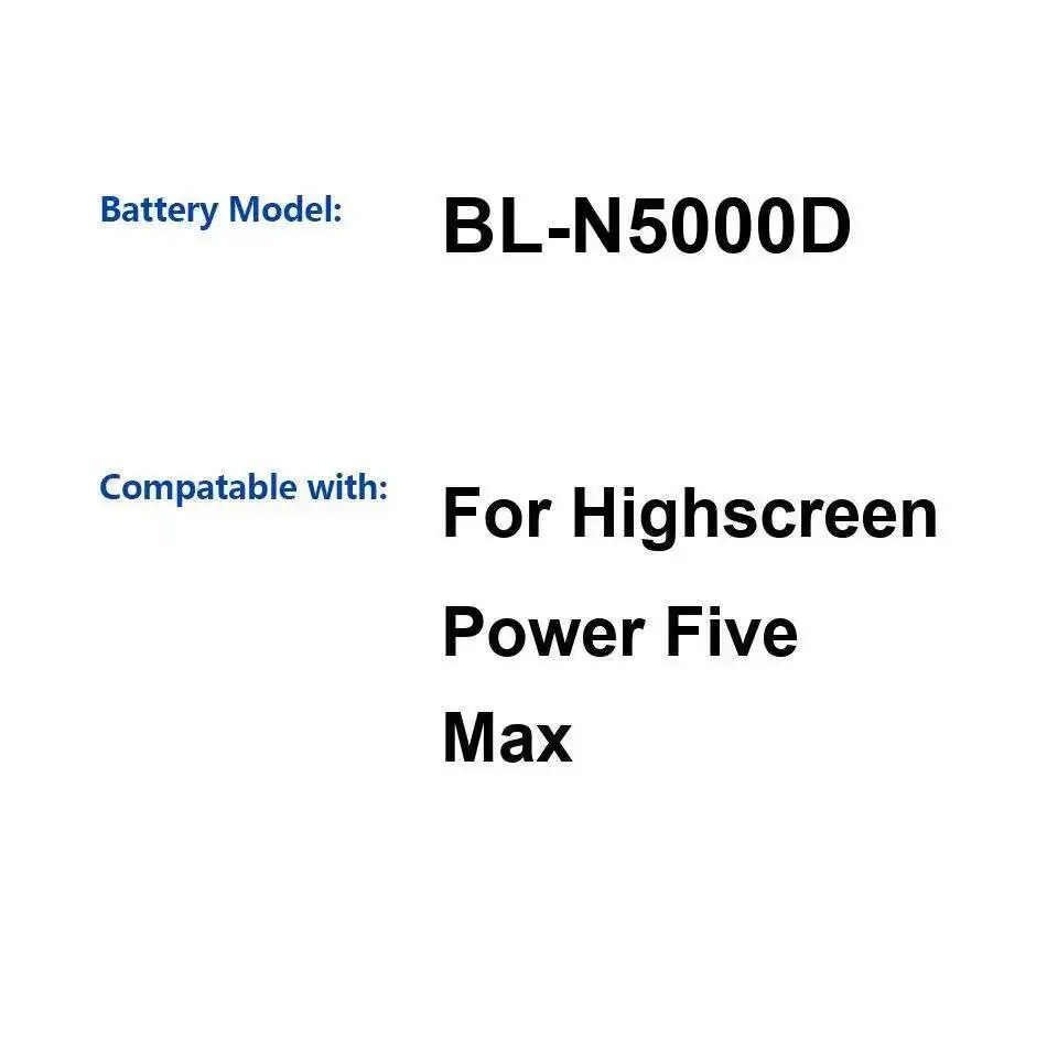 Долговечный аккумулятор для мобильного телефона Highscreen Power Five Max BL-N5000D 5000 мАч
Долговечный аккумулятор для мобильного телефона Highscreen Power Five Max BL-N5000D 5000 мАч