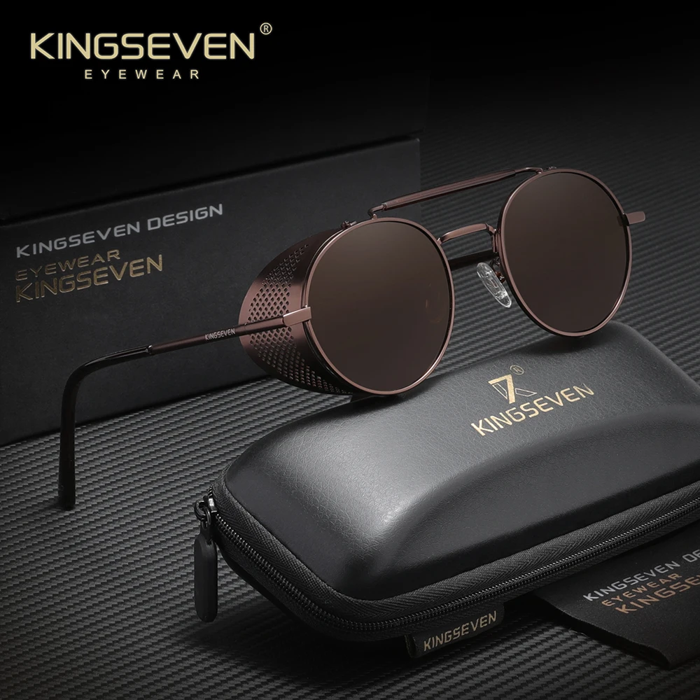 KINGSEVEN ретро готические солнцезащитные очки в стиле стимпанк, поляризационные мужские очки UV400, женские очки в круглой оправе, уличные очки 
KINGSEVEN ретро готические солнцезащитные очки в стиле стимпанк, поляризационные мужские очки UV400, женские очки в круглой оправе, уличные очки