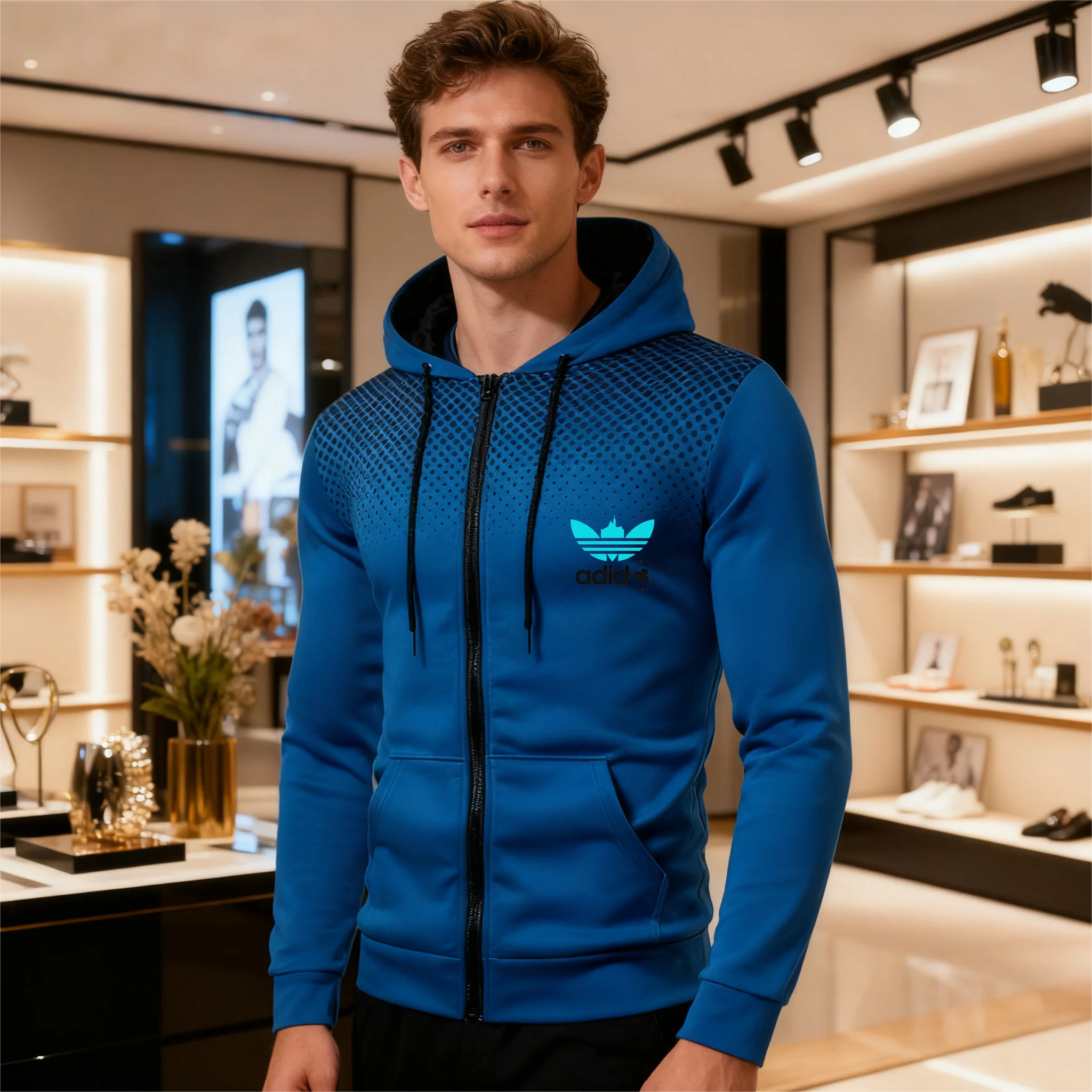 Новая мужская повседневная спортивная одежда с капюшоном и принтом; толстовка с одной молнией; удобная спортивная одежда для бега на открытом воздухе; лучшая
Новая мужская повседневная спортивная одежда с капюшоном и принтом; толстовка с одной молнией; удобная спортивная одежда для бега на открытом воздухе; лучшая