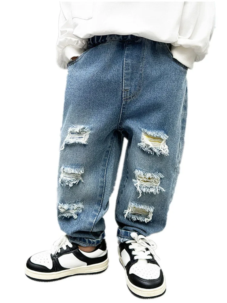 Новые джинсы для маленьких мальчиков от 2 до 10 лет, весенне-осенние детские повседневные брюки с рваными дырками, детские прямые брюки
Новые джинсы для маленьких мальчиков от 2 до 10 лет, весенне-осенние детские повседневные брюки с рваными дырками, детские прямые брюки