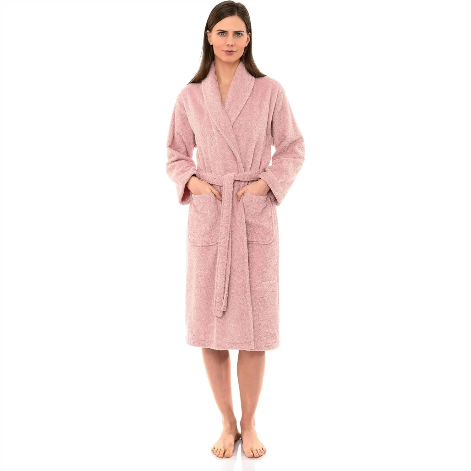 Women's 100% Cotton Terry Cloth Bathrobe with Shawl Collar for Softness
Women's 100% Cotton Terry Cloth Bathrobe with Shawl Collar for Softness