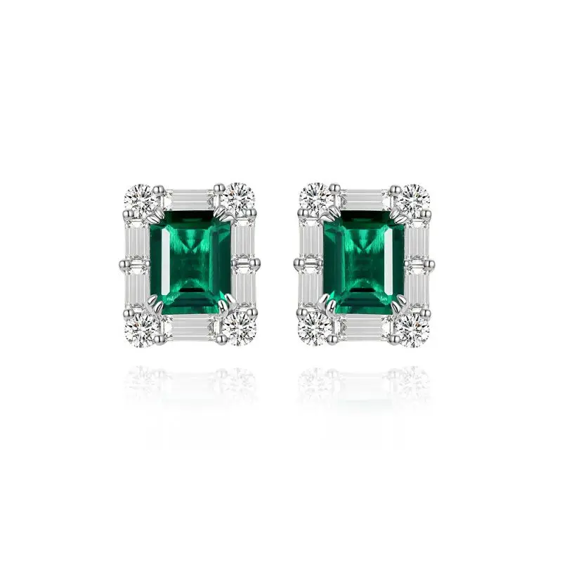 S925 Sterling Silver Jewelry High Quality Rectangular Lab Grown Emerald Green Gemstone Earrings For Women
S925 Sterling Silver Jewelry High Quality Rectangular Lab Grown Emerald Green Gemstone Earrings For Women