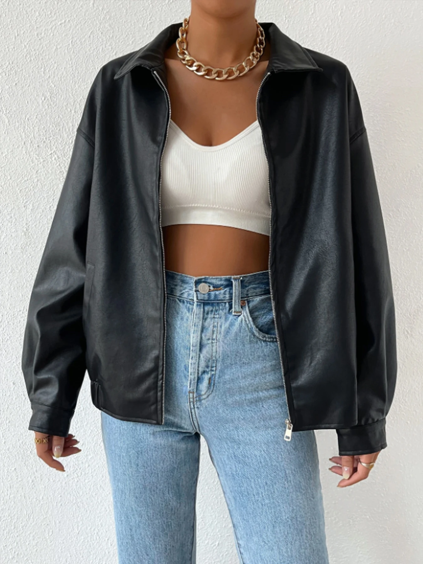 Women's Fashionable and Casual Matte Imitation Leather Jacket Jacket, Women's New PU Spring and Autumn Jacket
Women's Fashionable and Casual Matte Imitation Leather Jacket Jacket, Women's New PU Spring and Autumn Jacket