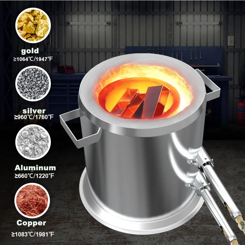 Stainless Steel 12KG Propane Smelting Furnace, High Temp Foundry Kit with Crucible Tools for Melting Gold Silver Copper Aluminum
Stainless Steel 12KG Propane Smelting Furnace, High Temp Foundry Kit with Crucible Tools for Melting Gold Silver Copper Aluminum