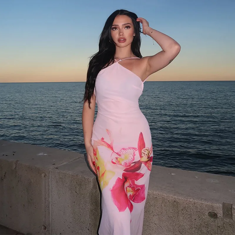 Sexy Women Printed Flower Pink Maxi Dress Fashion Halter Sleeveless Backless Long Robe 2025 Summer Female Beach Vacation Vestido
Sexy Women Printed Flower Pink Maxi Dress Fashion Halter Sleeveless Backless Long Robe 2025 Summer Female Beach Vacation Vestido