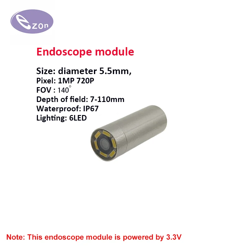 1MP 5.5mm USB Endoscope Camera Module Wide Angle FOV140° Industrial Inspection Ultra Short Endoscope Probe (EZ-EN55S-R)
1MP 5.5mm USB Endoscope Camera Module Wide Angle FOV140° Industrial Inspection Ultra Short Endoscope Probe (EZ-EN55S-R)