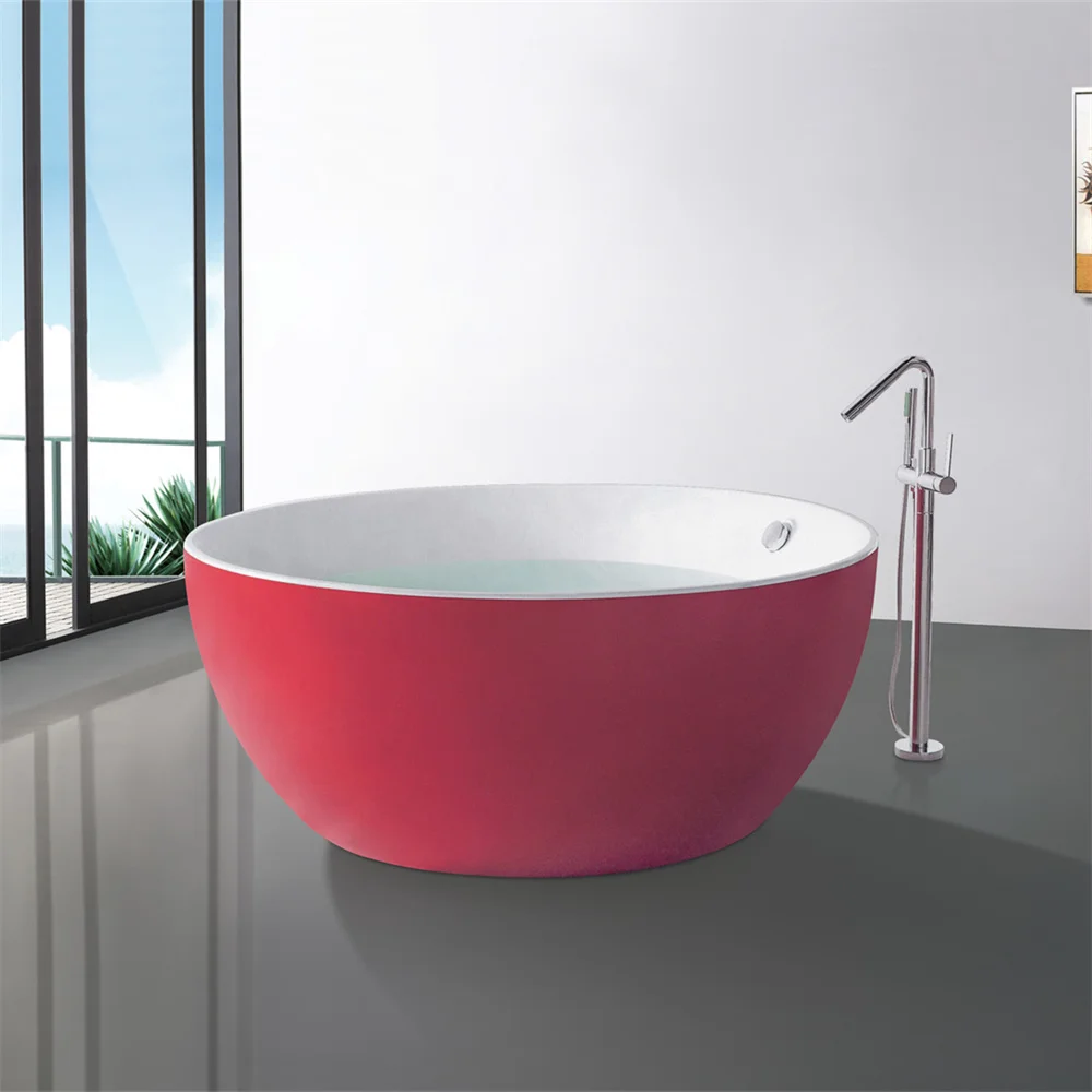 Modern 1.5m Round Freestanding Acrylic Bathtub with Red Design Portable Soaking Indoor Tub for Bathroom
Modern 1.5m Round Freestanding Acrylic Bathtub with Red Design Portable Soaking Indoor Tub for Bathroom