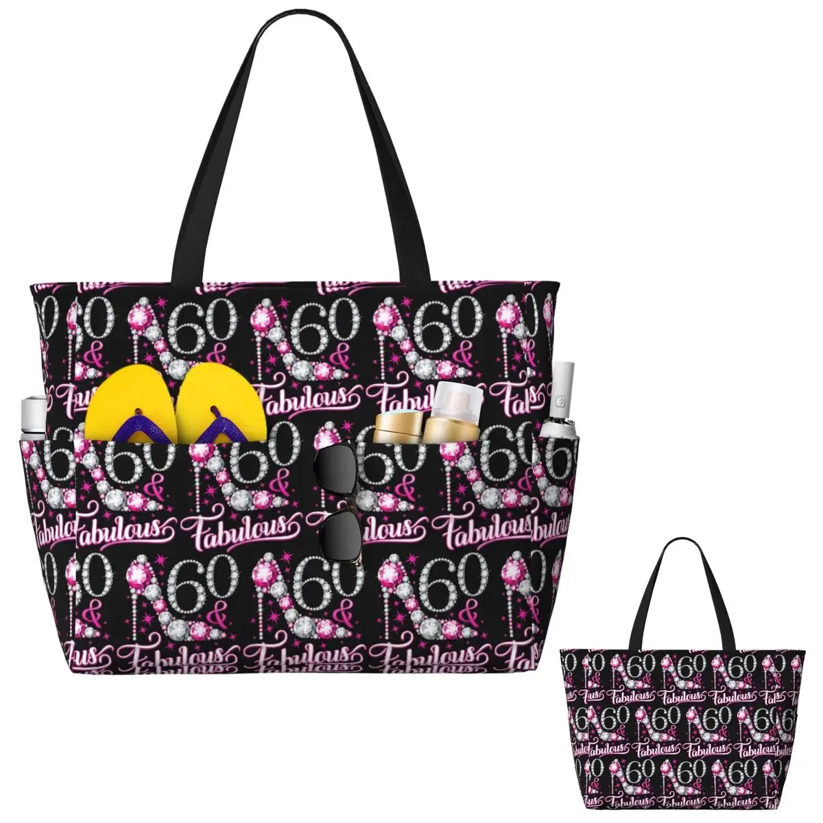 60th Birthday Design. 60 And Fabulous Lady's Beach Tote Bag Sport Gym Yoga Duffle Large Tote Bag Women Travel Bag Fitness bag
60th Birthday Design. 60 And Fabulous Lady's Beach Tote Bag Sport Gym Yoga Duffle Large Tote Bag Women Travel Bag Fitness bag