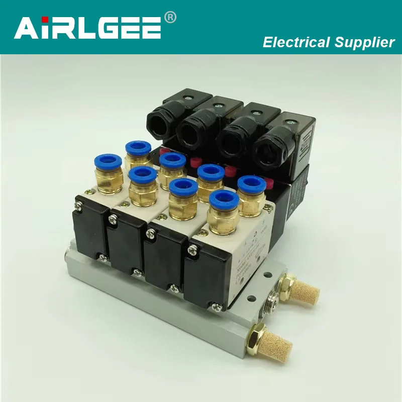 High quality 4V210-08 DC 24V Quadruple Solenoid Valve Mufflers 6mm Quick Fittings Base Set Free shipping
High quality 4V210-08 DC 24V Quadruple Solenoid Valve Mufflers 6mm Quick Fittings Base Set Free shipping