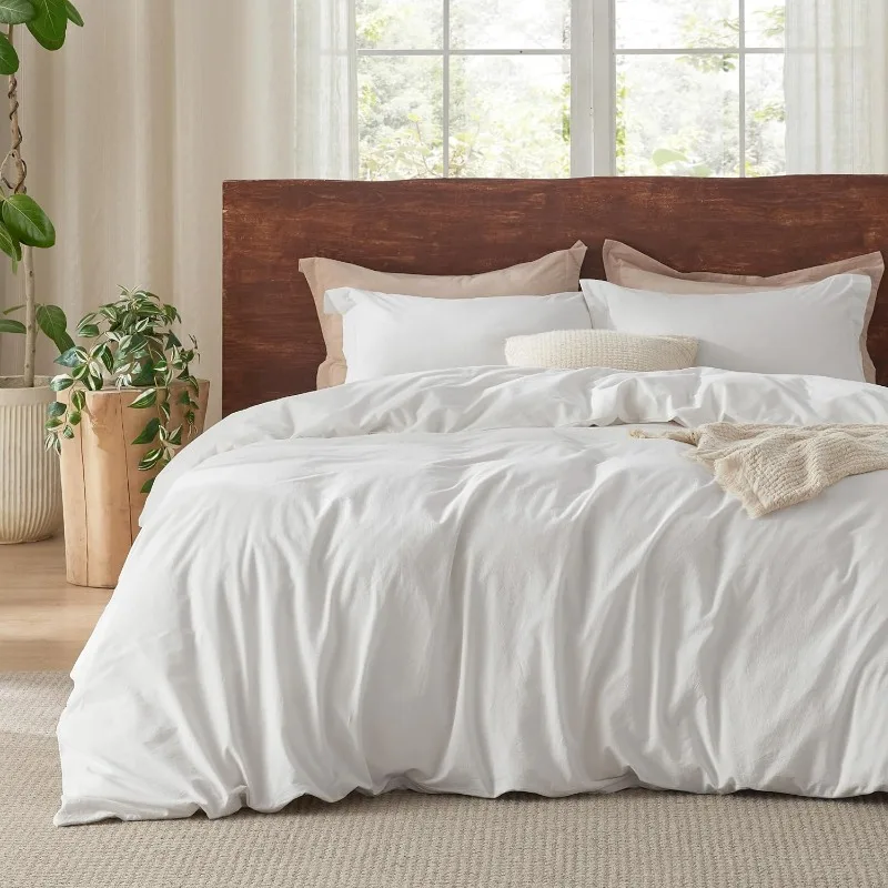 100% Washed Cotton Duvet Cover Queen Size - Natural White Minimalist Duvet Cover for All Seasons - GentleSoft™ Plain Simple
100% Washed Cotton Duvet Cover Queen Size - Natural White Minimalist Duvet Cover for All Seasons - GentleSoft™ Plain Simple