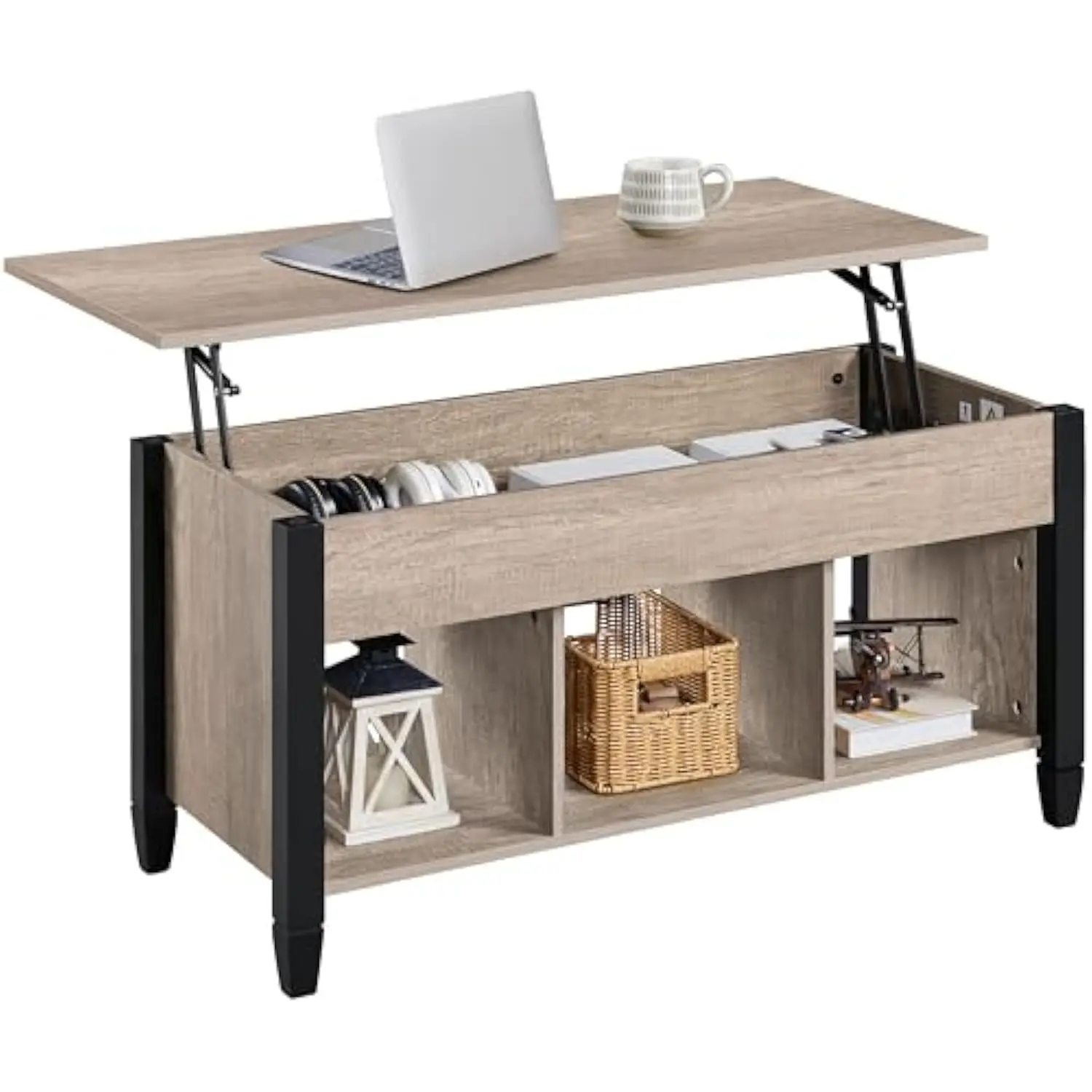 Gray Coffee Table, Lift Top Coffee Table with Hidden Compartment & Shelf, Lift up Dining Table for Living Room Reception, Retr
Gray Coffee Table, Lift Top Coffee Table with Hidden Compartment & Shelf, Lift up Dining Table for Living Room Reception, Retr