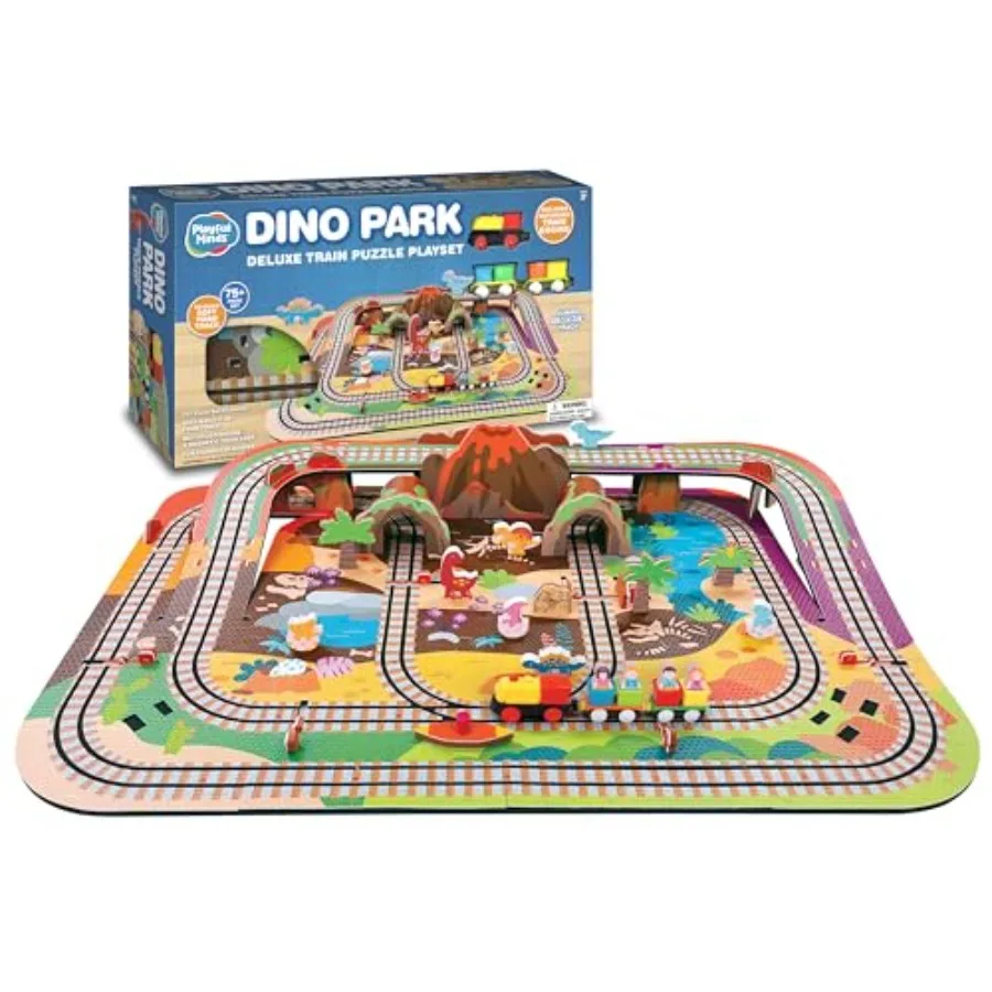 Dino Park Train Puzzle Playset EVA foam railway track for toddlers ages 3-5, green and brown, soft-surface interlocking puzzle
Dino Park Train Puzzle Playset EVA foam railway track for toddlers ages 3-5, green and brown, soft-surface interlocking puzzle