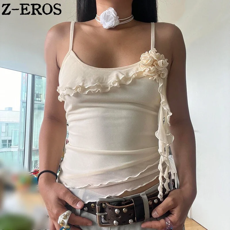 Z-EROS Mini Cute Camisole Vest Ruffled Edge, Backless Short Top, U-Neck Irregular Solid Color Flower Ribbon, Sexy Mesh T-Shirt
Z-EROS Mini Cute Camisole Vest Ruffled Edge, Backless Short Top, U-Neck Irregular Solid Color Flower Ribbon, Sexy Mesh T-Shirt