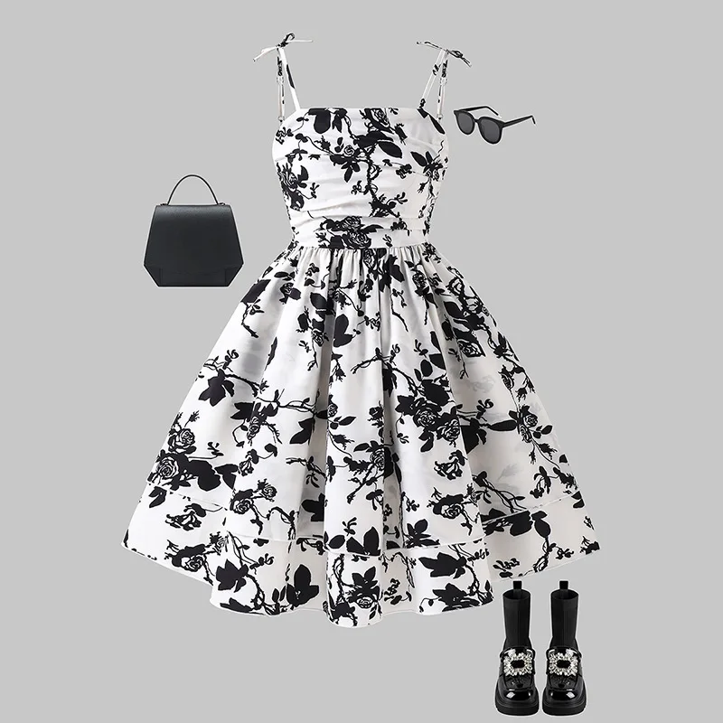 Spring and summer new girl's clothing fashionable and elegant printed suspender strapless waist cinching large swing dress
Spring and summer new girl's clothing fashionable and elegant printed suspender strapless waist cinching large swing dress