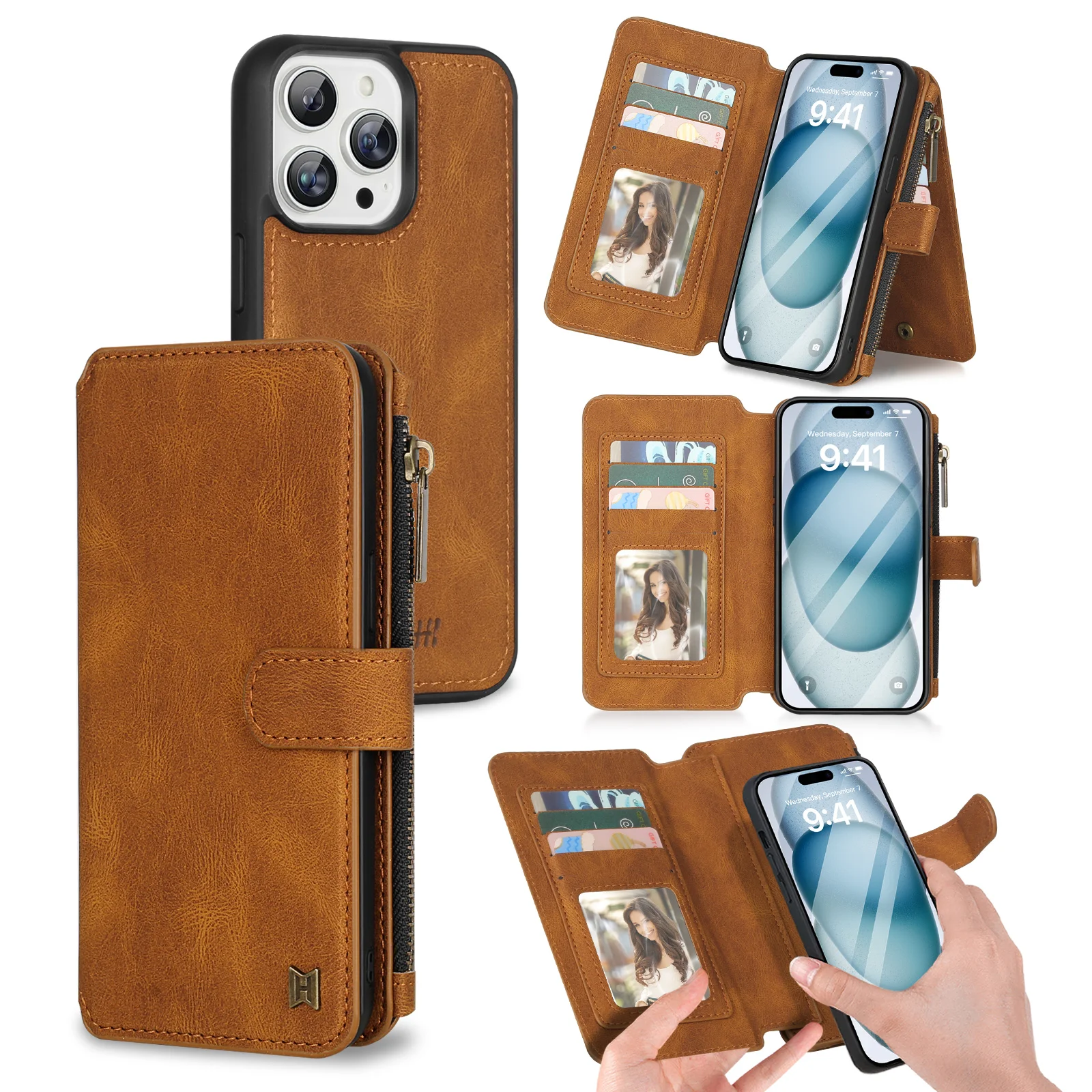 Роскошный кожаный чехол со съемным кошельком для iPhone 16 Pro Max 14 15 Plus 13 12 11 XR XS Max на молнии с карманом для кошелька с несколькими картами 
Роскошный кожаный чехол со съемным кошельком для iPhone 16 Pro Max 14 15 Plus 13 12 11 XR XS Max на молнии с карманом для кошелька с несколькими картами