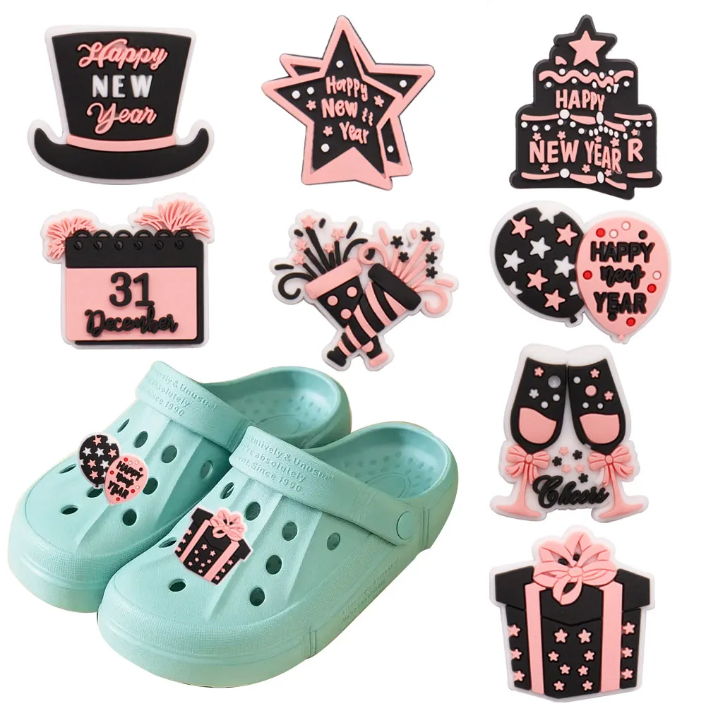 Mix 50pcs PVC Shoe Charms Happy New Year Cake Gift Balloon Star Cheer Champagne Button Clog Sweet Sandals Decorations Girls Gift
Mix 50pcs PVC Shoe Charms Happy New Year Cake Gift Balloon Star Cheer Champagne Button Clog Sweet Sandals Decorations Girls Gift