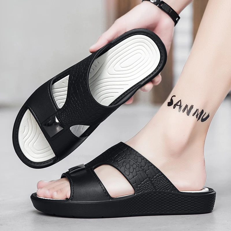 Summer Men Thick Sole Leather Pattern Slippers, Big Size Anti Slip, Casual Street Beach Outdoor Walking Shoes
Summer Men Thick Sole Leather Pattern Slippers, Big Size Anti Slip, Casual Street Beach Outdoor Walking Shoes