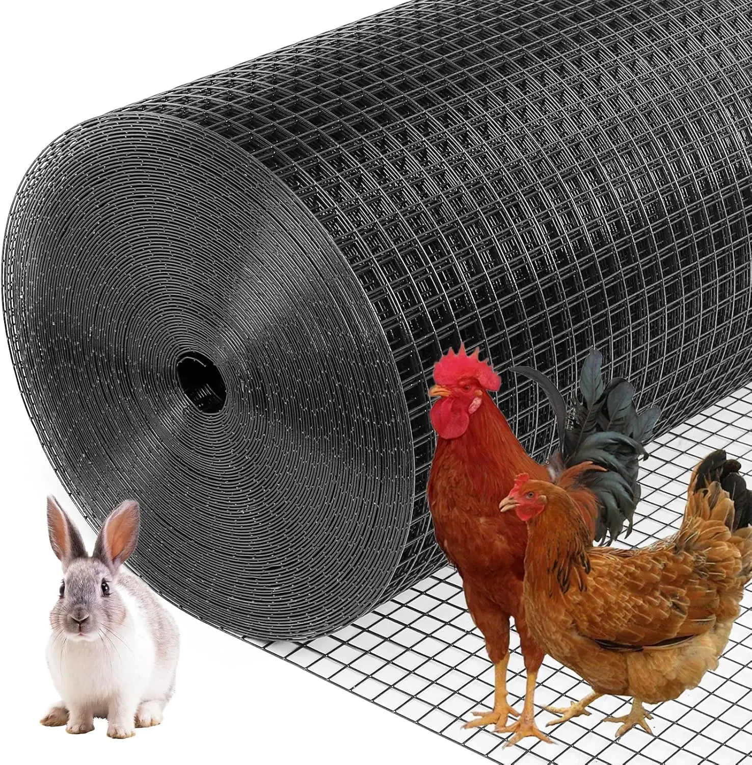 Black PVC Coated Chicken Wire Mesh Roll, 1/2inx36inx100ft, 19GA for Poultry Fences and Rabbit Snake Barriers
Black PVC Coated Chicken Wire Mesh Roll, 1/2inx36inx100ft, 19GA for Poultry Fences and Rabbit Snake Barriers