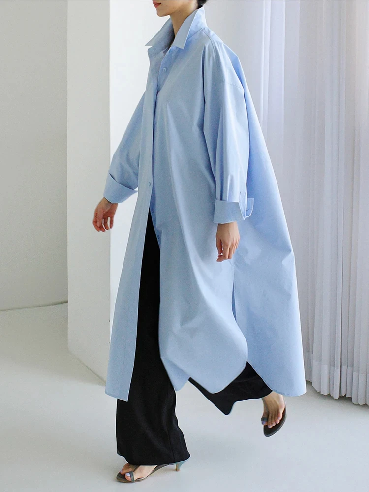 Women Blue Big Size Long Casual Blouse New Lapel Long Sleeve Loose Fit Shirt Fashion Tide Spring Autumn 2024 1DH0484
Women Blue Big Size Long Casual Blouse New Lapel Long Sleeve Loose Fit Shirt Fashion Tide Spring Autumn 2024 1DH0484