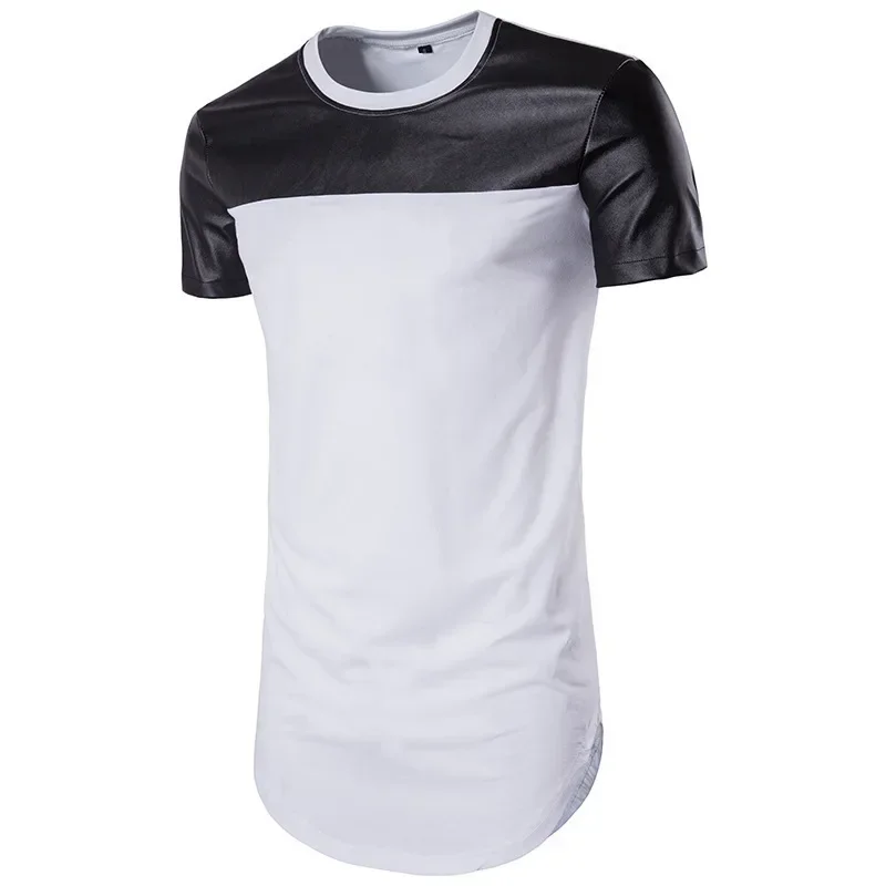 Fashion Boys Casual Black and White Leather T-shirt Short Sleeve Tshirt Men Hot Sale T Shirt Oversize Patchwork Tee Shirt Male
Fashion Boys Casual Black and White Leather T-shirt Short Sleeve Tshirt Men Hot Sale T Shirt Oversize Patchwork Tee Shirt Male