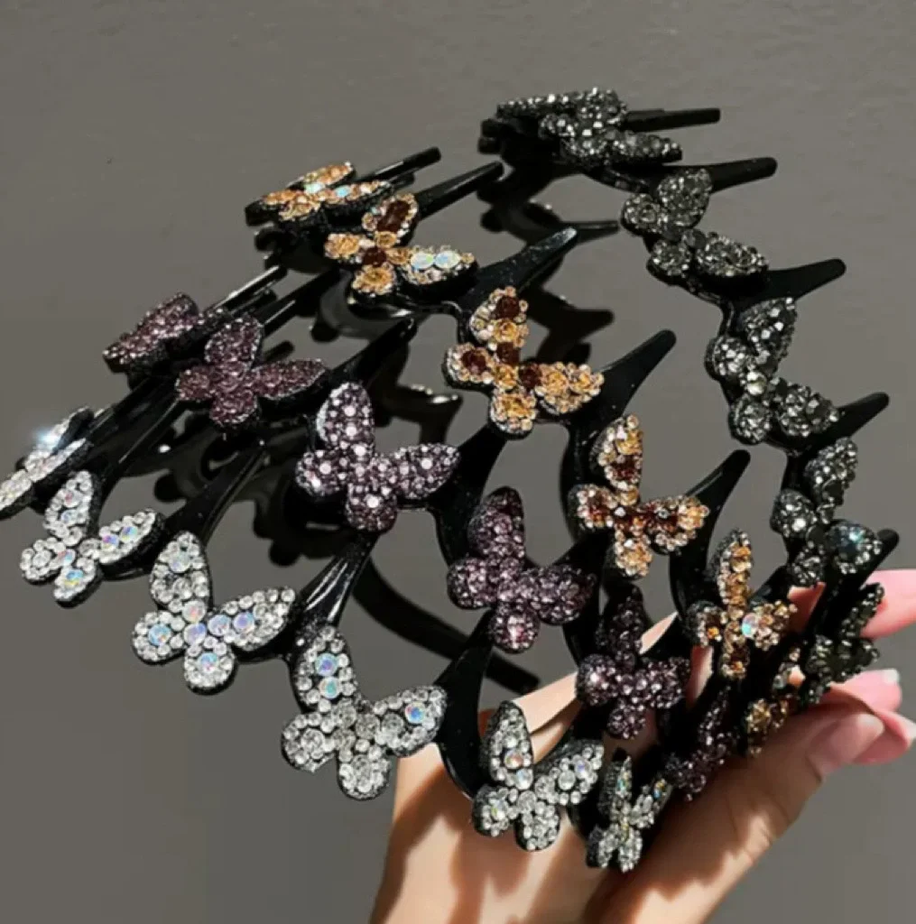 Butterfly Rhinestone Hair Hoops Headband Women Shiny Elegant Headwear Fashion Bezel Wash Fce Hair Accessories Non-slip Headband
Butterfly Rhinestone Hair Hoops Headband Women Shiny Elegant Headwear Fashion Bezel Wash Fce Hair Accessories Non-slip Headband
