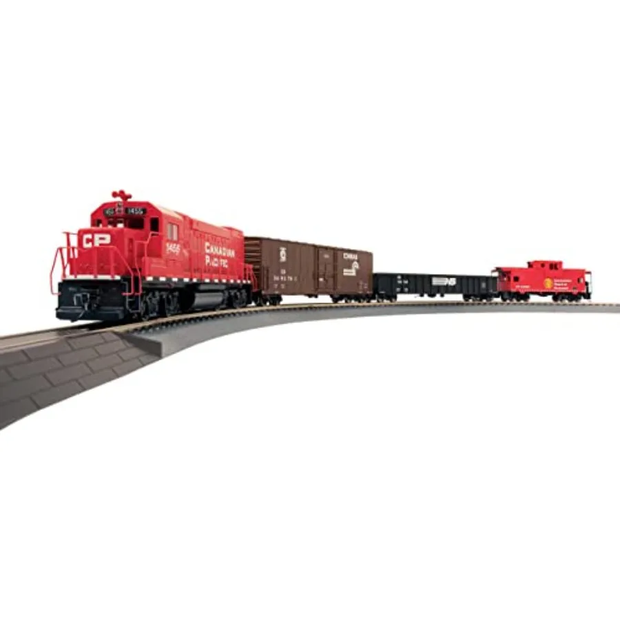 HO scale model railroad train set for display and collection, ABS plastic and metal, red and gray, detailed Canadian Pacific li
HO scale model railroad train set for display and collection, ABS plastic and metal, red and gray, detailed Canadian Pacific li
