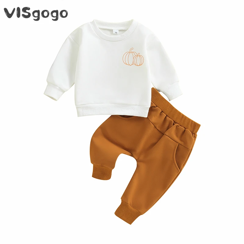Костюм для малышей на Хэллоуин VISgogo, осенне-зимняя одежда, свитшот с длинным рукавом и графическим рисунком тыквы, комплект из кофты и брюк, детская одежда
Костюм для малышей на Хэллоуин VISgogo, осенне-зимняя одежда, свитшот с длинным рукавом и графическим рисунком тыквы, комплект из кофты и брюк, детская одежда