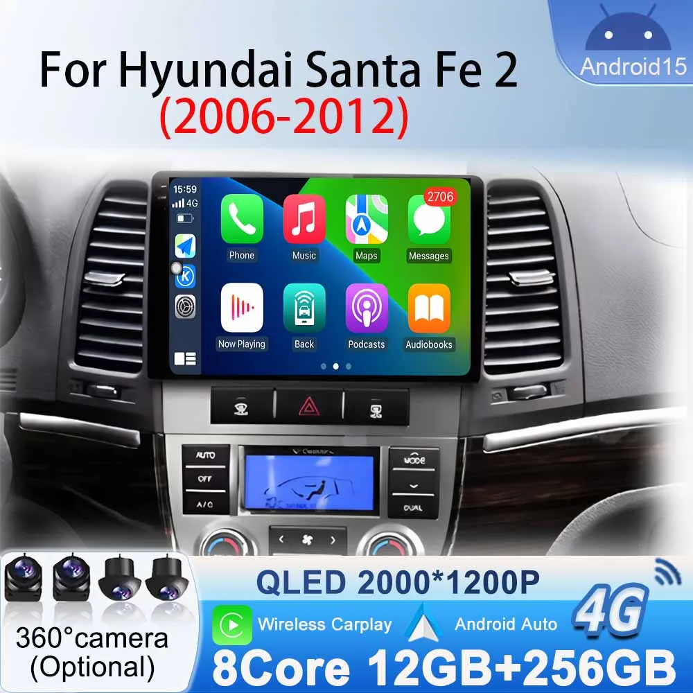 Player Wireless Carplay Android Auto for Hyundai Santa Fe 2 2006 - 2012 Car Stereo Radio Android15 Multimedia Navigation GPS BT
Player Wireless Carplay Android Auto for Hyundai Santa Fe 2 2006 - 2012 Car Stereo Radio Android15 Multimedia Navigation GPS BT