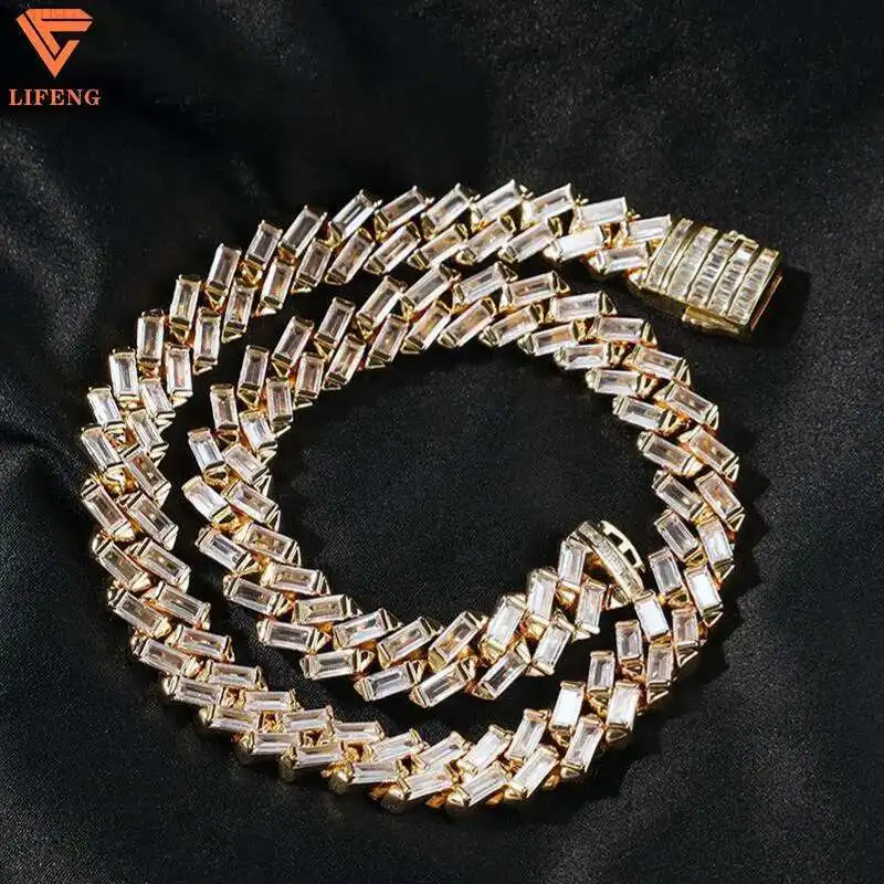 12mm Cuban Link Chain Custom Fine Jewelry Baguette Cut Moissanite Diamond Hip Hop 925 Silver Iced Out VVS Chain for Rapper Men
12mm Cuban Link Chain Custom Fine Jewelry Baguette Cut Moissanite Diamond Hip Hop 925 Silver Iced Out VVS Chain for Rapper Men