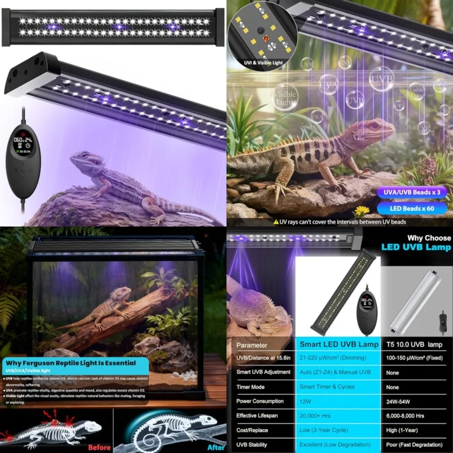 UVB Light for Reptiles, 16IN 12W LED UVA UVB Terrarium Lamp with 4 Auto Modes for Ferguson Zones, Terrarium Lamp for Bearded Dr
UVB Light for Reptiles, 16IN 12W LED UVA UVB Terrarium Lamp with 4 Auto Modes for Ferguson Zones, Terrarium Lamp for Bearded Dr