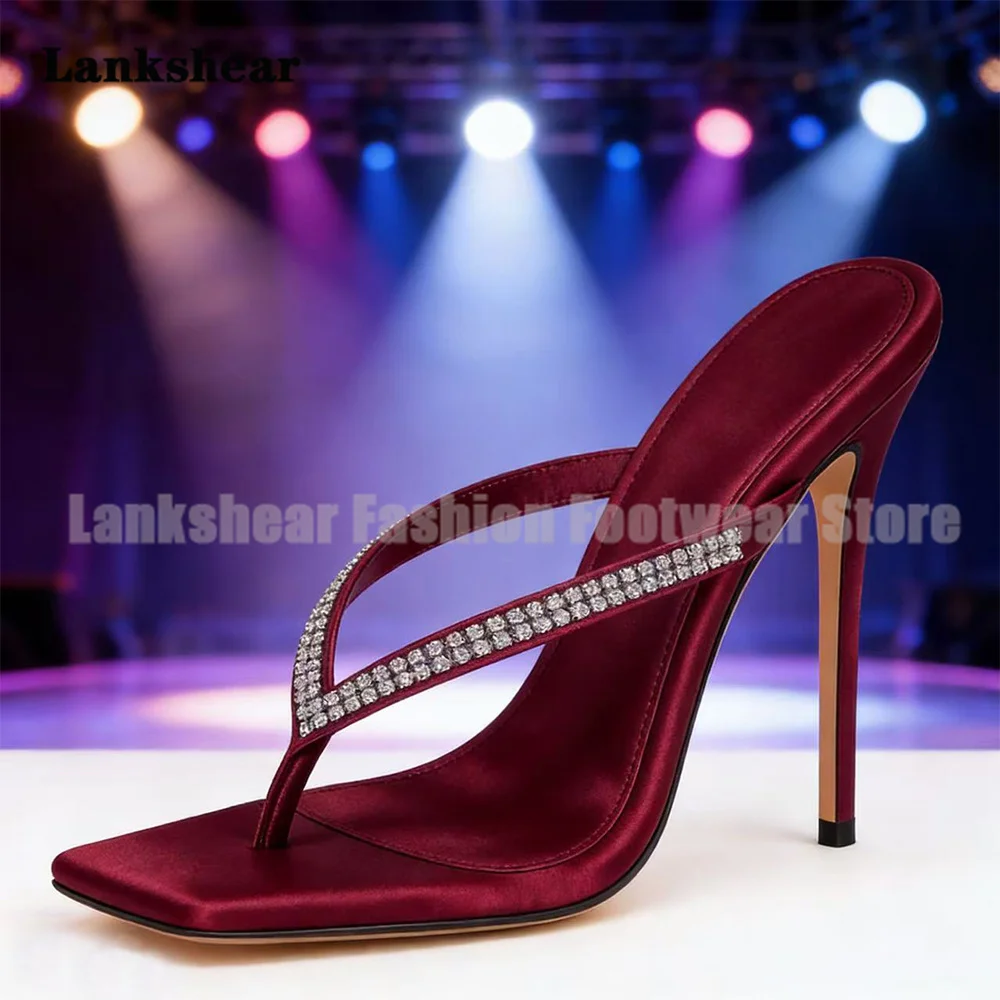 Burgundy Satin Rhinestone Stiletto Mules Peep Toe Slip On High Heels Women Shoes Party Dress Shoes Sandalias De Mujer Verano
Burgundy Satin Rhinestone Stiletto Mules Peep Toe Slip On High Heels Women Shoes Party Dress Shoes Sandalias De Mujer Verano