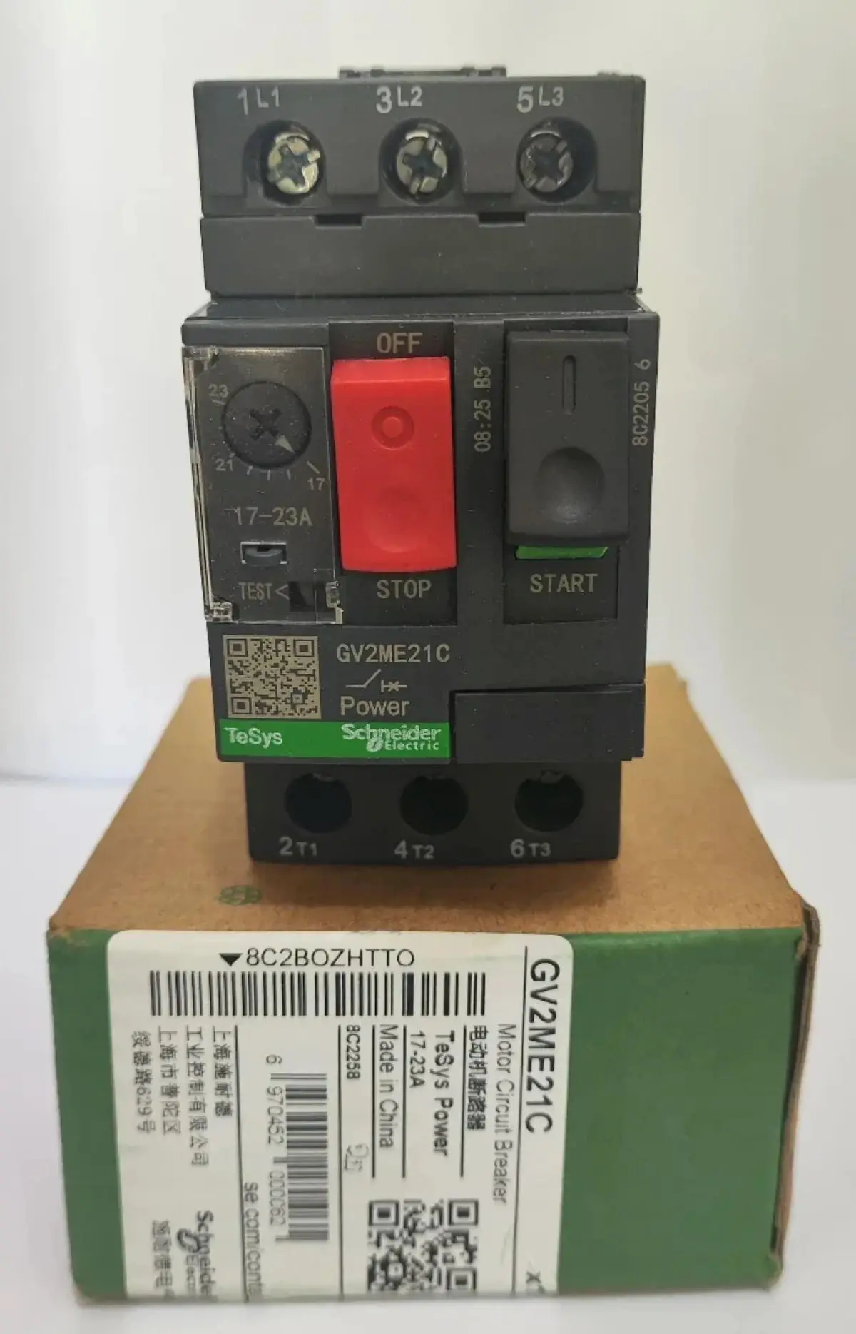 GV2ME21C GV2ME21 Motor circuit breaker, TeSys GV2, 3P, 17-23 A, thermal magnetic, screw clamp terminals
GV2ME21C GV2ME21 Motor circuit breaker, TeSys GV2, 3P, 17-23 A, thermal magnetic, screw clamp terminals