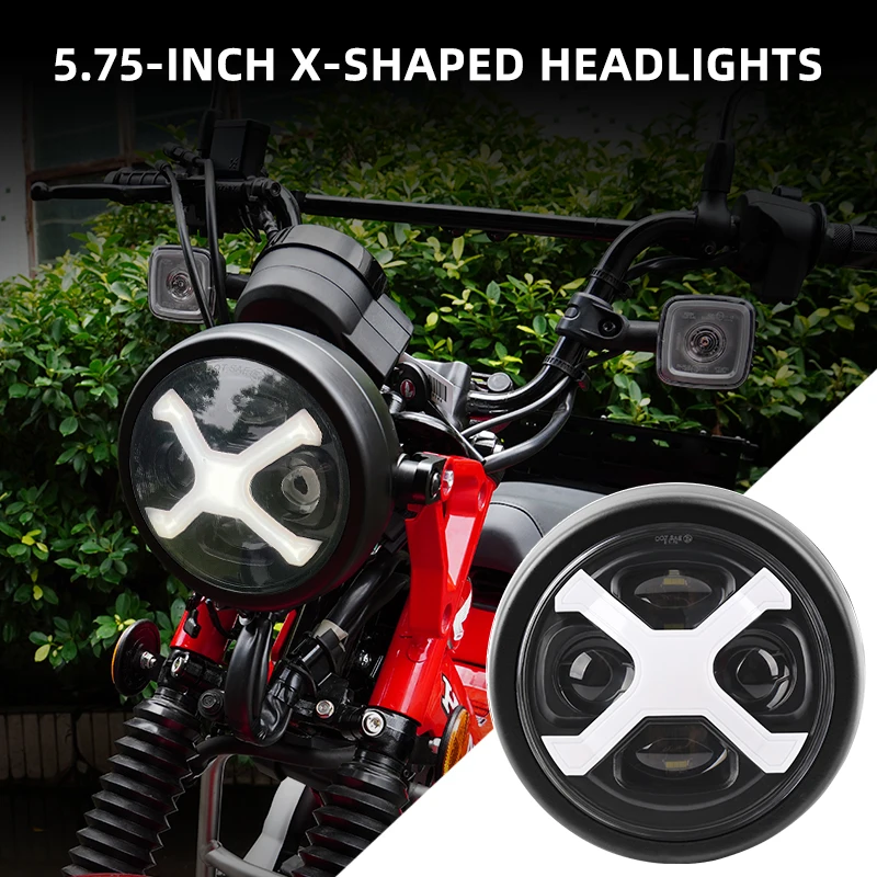 LED headlights, 5.75-inch with lampshade and bracket, multiple daytime running lights, suitable for Honda Hunter Cub CT125 JA65
LED headlights, 5.75-inch with lampshade and bracket, multiple daytime running lights, suitable for Honda Hunter Cub CT125 JA65