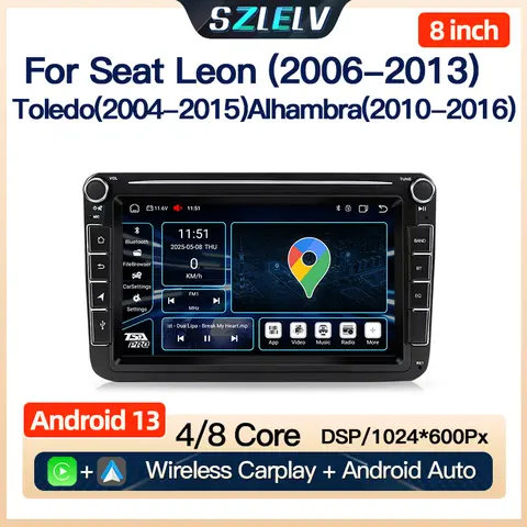 Android 13 Auto Carplay Audio Video Audio Bluetooth For Seat Toledo Leon Alhambra Naviation GPS Car Radio Video Player Autoradio