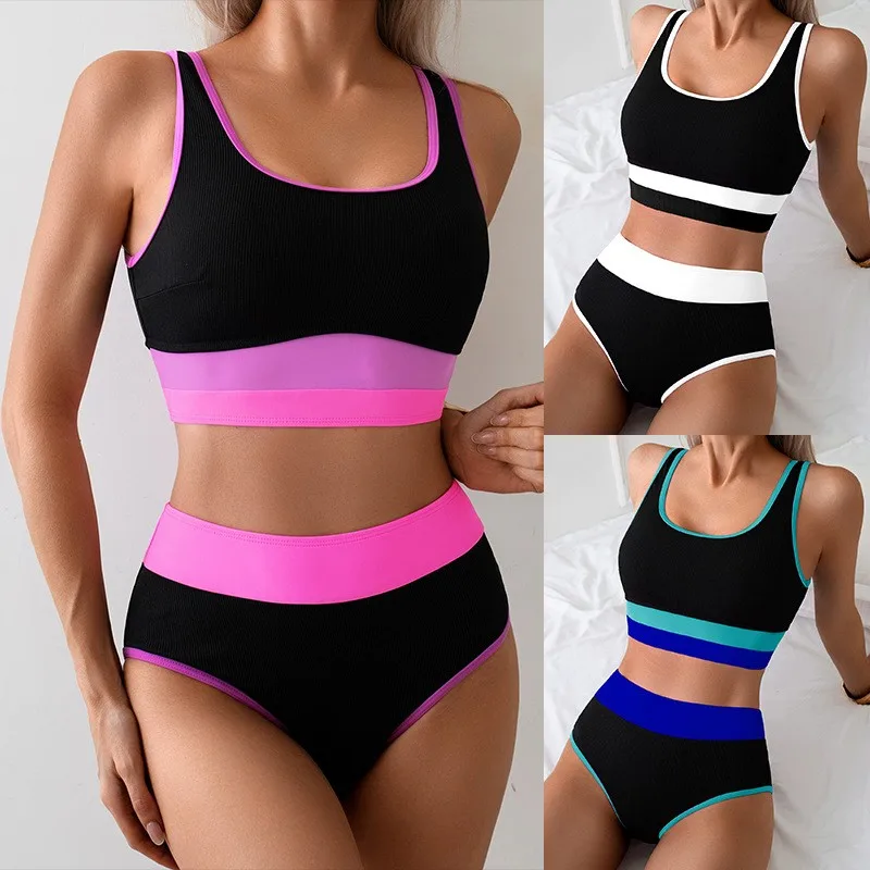 Woman 2026 Bikini High Waist Crop Top Bikinis Black Pink Ribbed Swimwear Women's Two-piece Two Piece Swimsuit Beachwear With
Woman 2026 Bikini High Waist Crop Top Bikinis Black Pink Ribbed Swimwear Women's Two-piece Two Piece Swimsuit Beachwear With