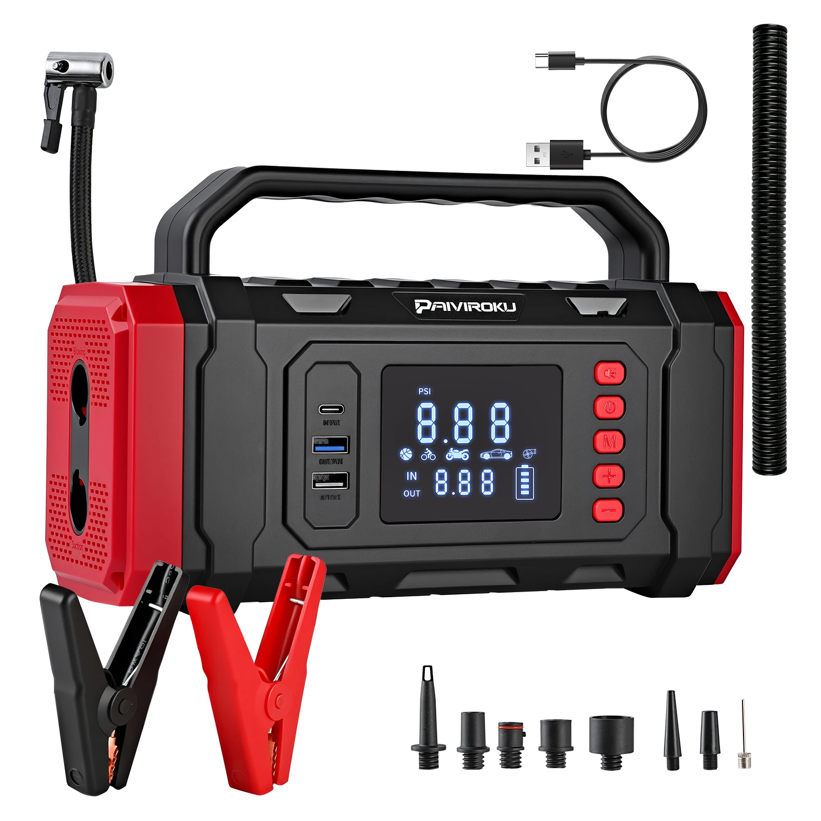 New Multi Function Car Jump Starter Power Bank with Vacuum Cleaner Air Compressor Pool Mattress Tire Inflator Emergency Booster
New Multi Function Car Jump Starter Power Bank with Vacuum Cleaner Air Compressor Pool Mattress Tire Inflator Emergency Booster