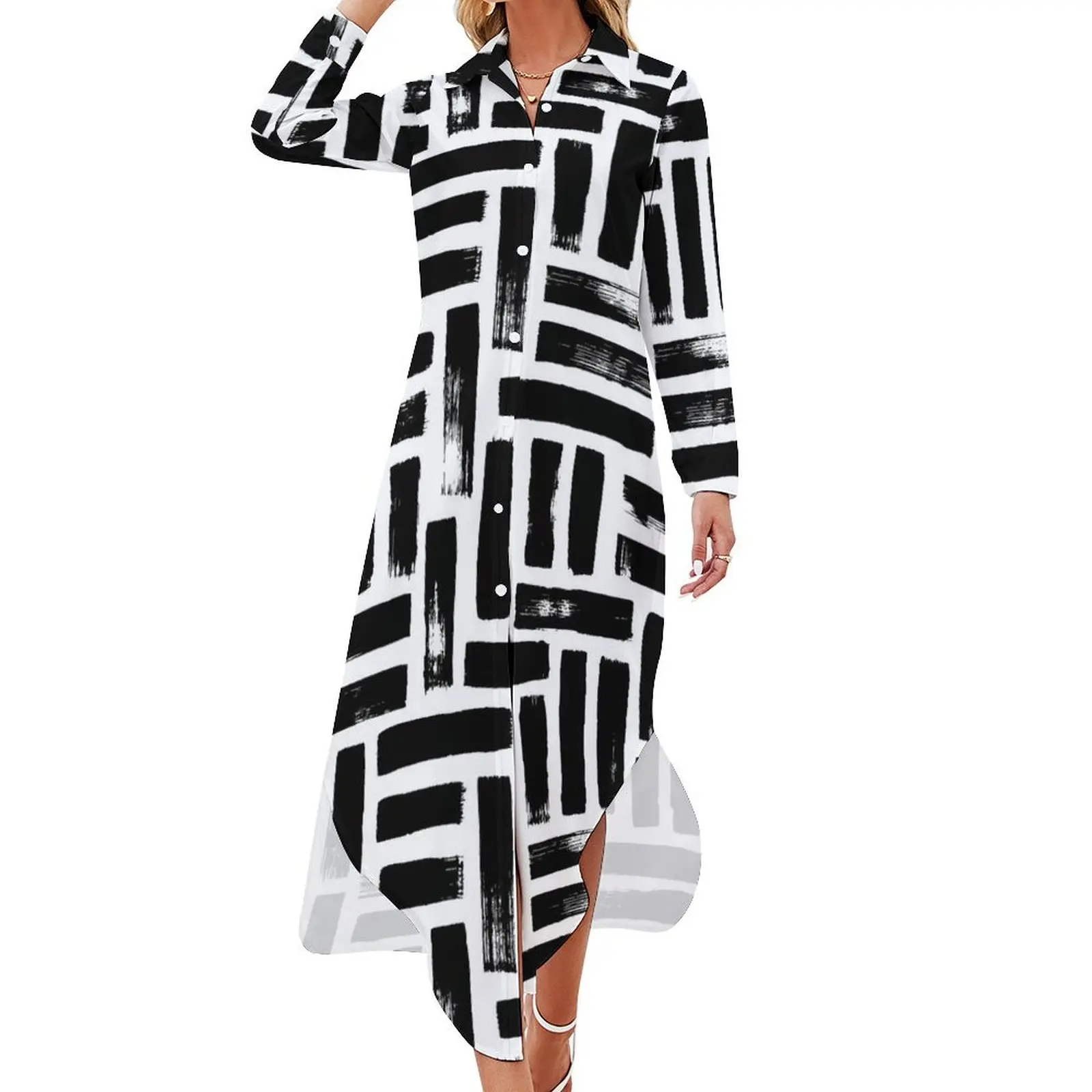 Vintage Striped Casual Dress Geometric Print Aesthetic Dresses Long Sleeve Retro Female V Neck Custom Oversize Chiffon Dress
Vintage Striped Casual Dress Geometric Print Aesthetic Dresses Long Sleeve Retro Female V Neck Custom Oversize Chiffon Dress