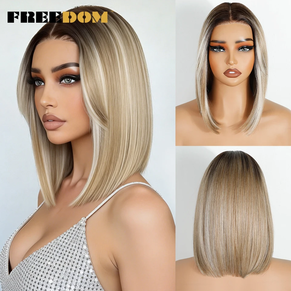 FREEDOM Synthetic Lace Wigs For Women 12 Inch Short Bob Pre Plucked Pre-Cut Ombre Brown Blonde Lace Wigs White Cosplay Wig
FREEDOM Synthetic Lace Wigs For Women 12 Inch Short Bob Pre Plucked Pre-Cut Ombre Brown Blonde Lace Wigs White Cosplay Wig