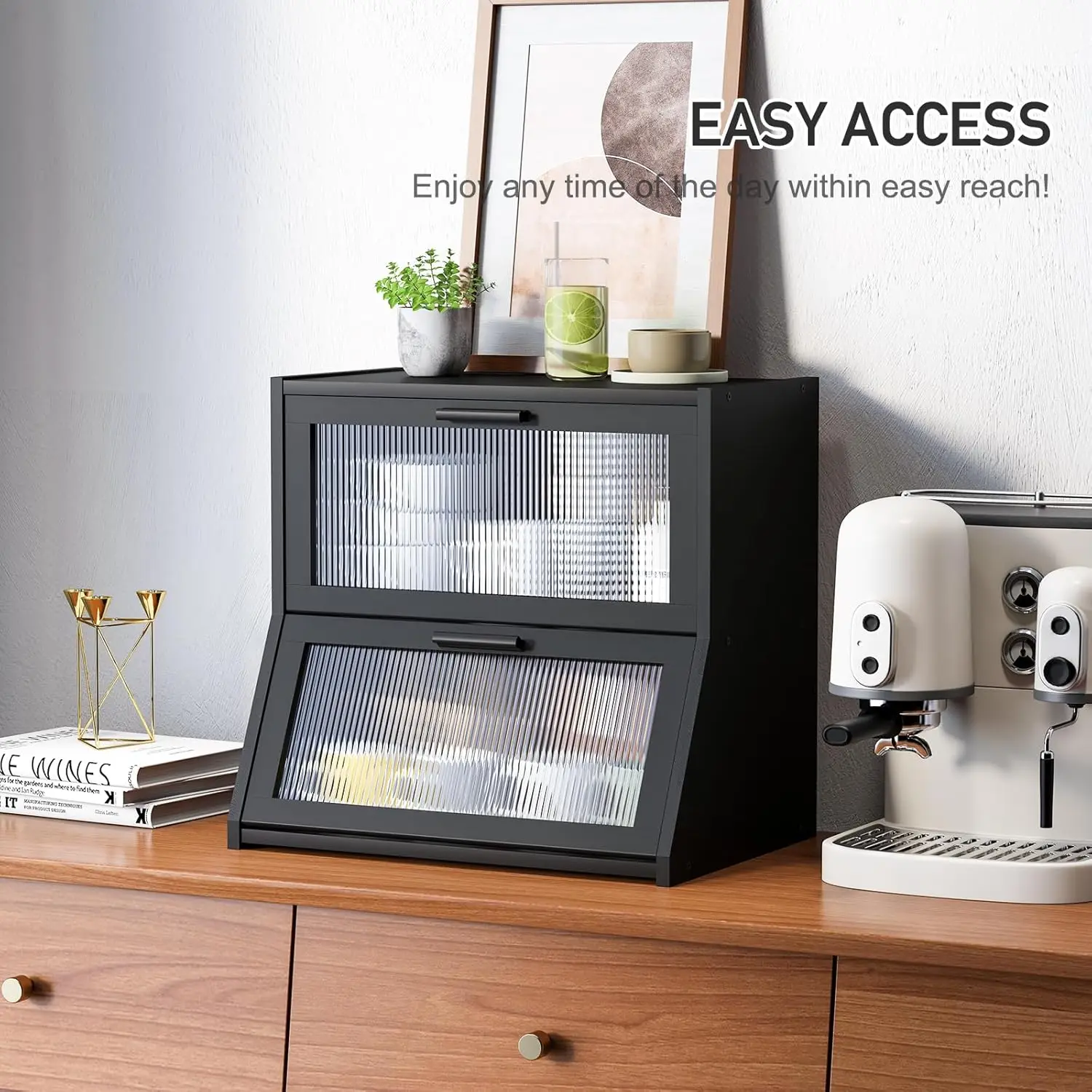 Double Layer Bamboo Bread Box For Kitchen Counter,Large Capacity Storage Bin With Acrylic Wavy Door Panel (Black, Extra Large)
Double Layer Bamboo Bread Box For Kitchen Counter,Large Capacity Storage Bin With Acrylic Wavy Door Panel (Black, Extra Large)