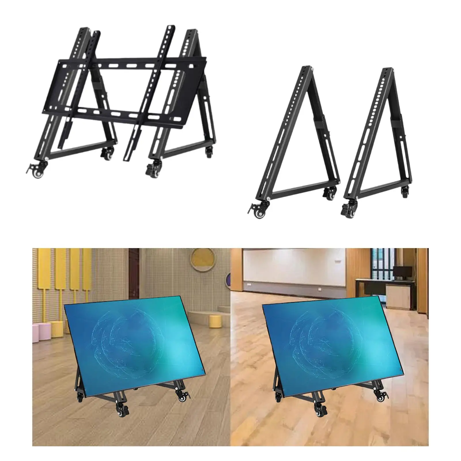 2 Pieces Low Height Mobile TV Stand Sturdy Multifunctional Triangle Monitor Floor Stand Cart for LCD LED Meeting Room Office
2 Pieces Low Height Mobile TV Stand Sturdy Multifunctional Triangle Monitor Floor Stand Cart for LCD LED Meeting Room Office