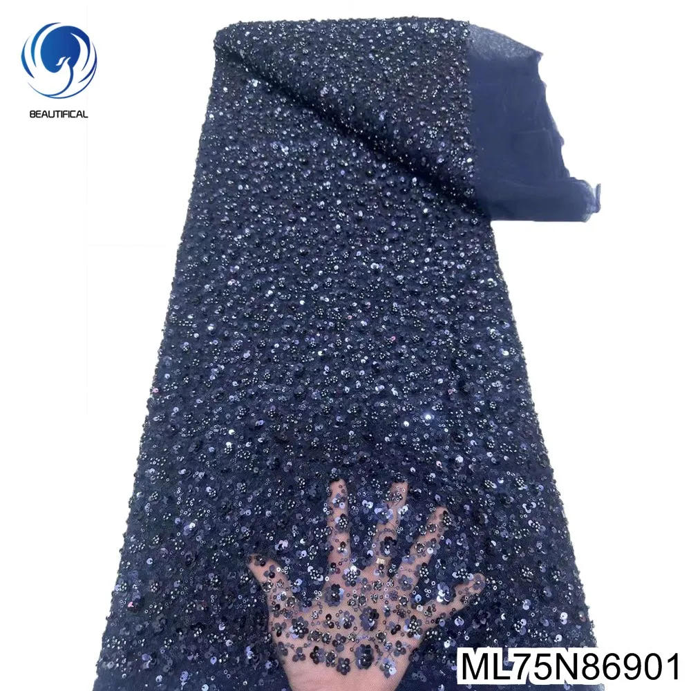 New Fashion Big Occasion Dress ,Breathable Soft Mesh Heavy Beaded Tulle Lace , African Sequined Sewing Fabric , ML75N869
New Fashion Big Occasion Dress ,Breathable Soft Mesh Heavy Beaded Tulle Lace , African Sequined Sewing Fabric , ML75N869