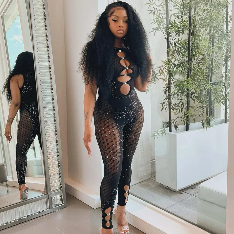 Женский комбинезон без рукавов KEXU, черный облегающий комбинезон в стиле пэчворк, с вырезами, клубная одежда
Женский комбинезон без рукавов KEXU, черный облегающий комбинезон в стиле пэчворк, с вырезами, клубная одежда